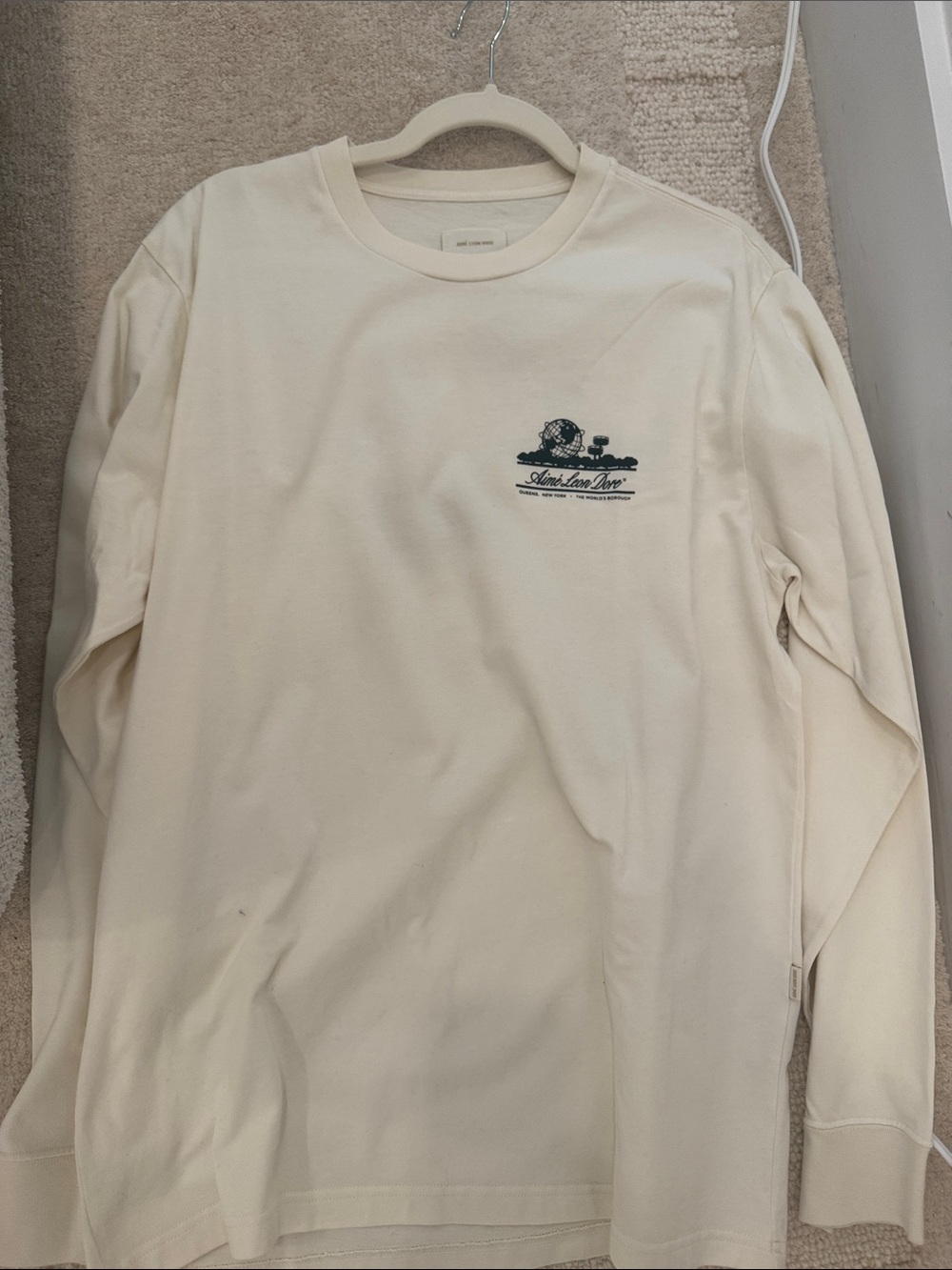 Aime Leon Dore Cream Long-Sleeve Crewneck with Chest Graphic